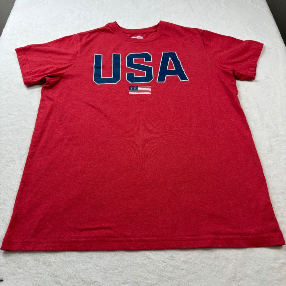 State of Mine USA Graphic T-Shirt Mens Large Red Good American Flag Cotton Blend - Picture 4 of 8